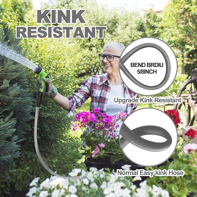 YOTOO Heavy Duty Hybrid Garden Water Hose 5/8-Inch by 75-Feet 150 PSI Kink Resistant, Flexible with Swivel Grip Handle and 3/4" GHT Solid Brass Fittings, Gray