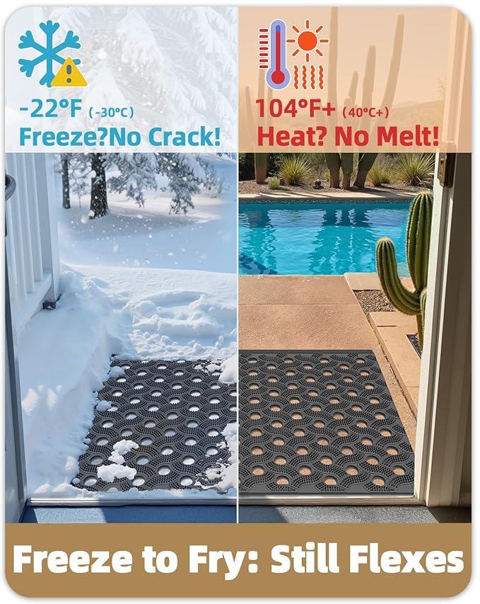 Color&Geometry Super Heavyweight TPE Stormproof Welcome Mat Outdoor, Eco-Friendly Materials Odor-Free Door Mat with Connectors & Non-Slip, All Weather Outside Entrance Barefoot Friendly, 24"x36" Grey