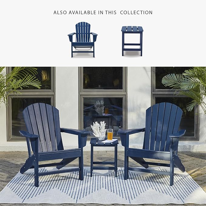 Signature Design by Ashley Outdoor Sundown Treasure HDPE Patio Adirondack Chair, Blue
