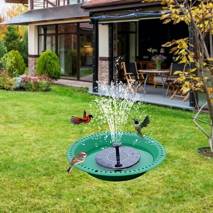 Bird Bath for Outside Heavy Duty, 14 inch BirdBath Bowl Only with 25” Rust-Proof Black Chains for Outdoor, Hanging Bird Bath Hanging Bird-Feeder for Garden Backyard Decor (Green 1 Pack)