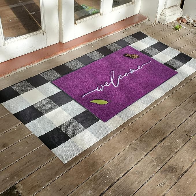 AAZZKANG Purple Outdoor Mat Front Door Entrance Indoor Welcome Doormat Durable,Easy to Clean Anti Slip Rubber Door Mat Decorative