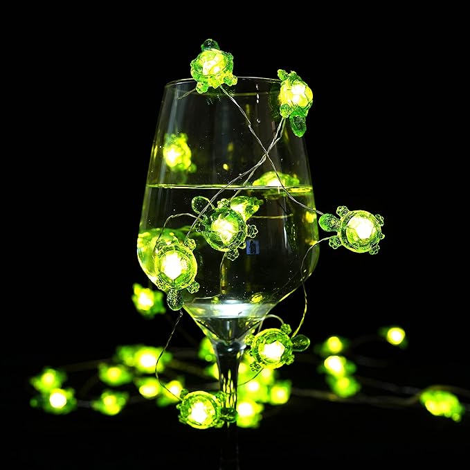Decorman Turtle Decorative String Lights, 14ft 40 LED 8 Modes Warm White Weatherproof Battery Operated Ocean Theme Lights for Bedrooms Parties Weddings Gardens with Remote and Timer