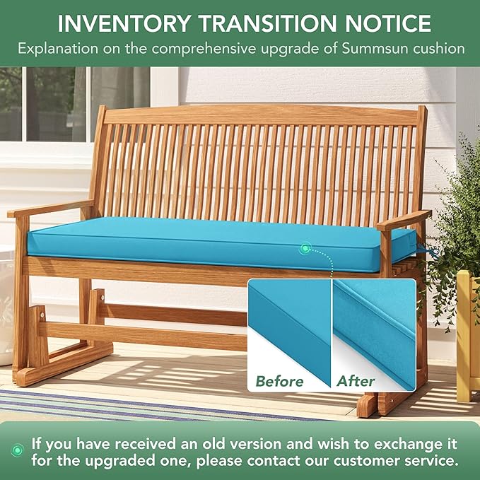 Outdoor Bench Cushion: Waterproof and Fade Resistant Patio Furniture Cushions - Non-Slip Bench Pad Cushion with Removable Cover for Garden Swing Porch Sofa Settee, 59 x 18 Inch, Teal