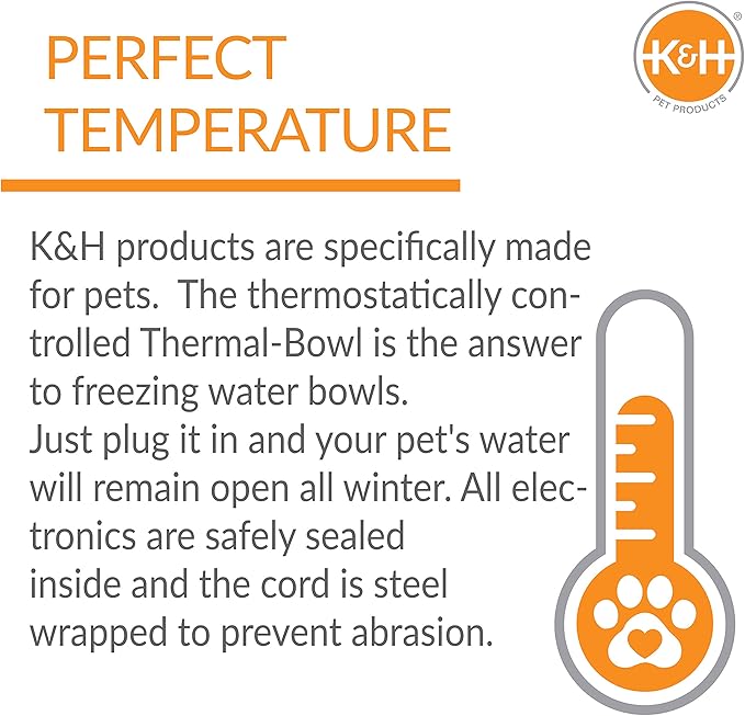K&H Pet Products Thermal-Bowl Outdoor Heated Cat & Dog Water Bowl Blue 96 Ounces