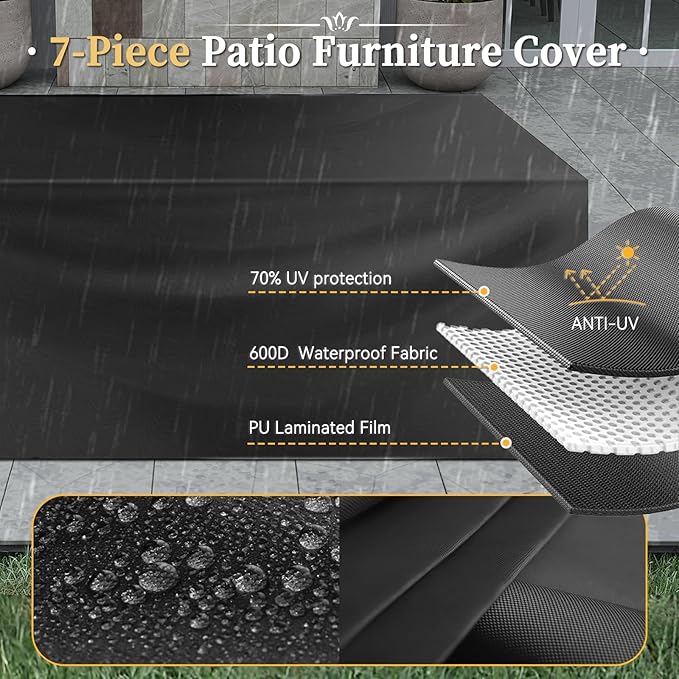 Aoxun 10 Piece Patio Furniture Set Wicker Rattan Patio Conversation Set Outdoor Sectional Sofa Set with Coffee Table and Thickened Cushions, Gray(Waterproof Cover Included)