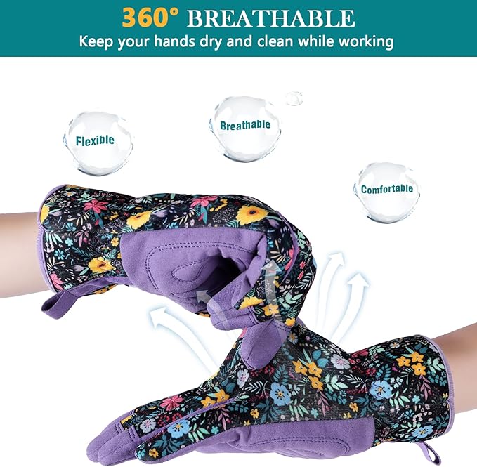 fauson Gardening Gloves - Gardening Gloves for Women Firm Grip Breathable Garden Gloves Thorn Proof for Digging, Planting