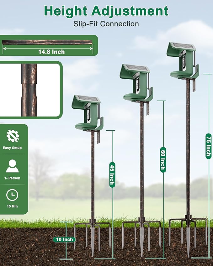 Bird Feeder Pole – 75 Inch Height Bird House Pole with 1-Inch Dia Heavy Duty for Birdfeeders, Feeding Stand with Mount Kit for Outdoor, Slip-Fit Connection, Copper Brushed