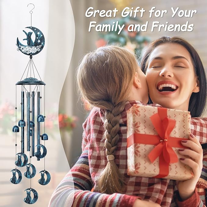 LESES Wind Chimes, Cat Memorial Wind Chime for Outside Cat Lover Gifts for Women Grandma, 35" Sympathy Wind Chimes Outdoor Clearance Home Garden Decoration Windchimes for Yard, Patio