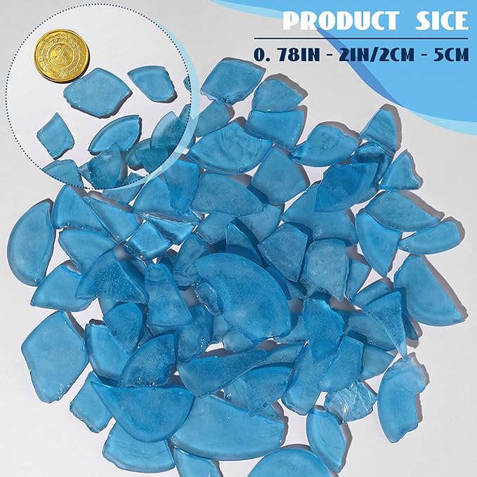 Jetec 11 oz Sea Glass for Crafts Pieces Decor Flat Frosted Sea Glass Vase Filler Crushed for Beach Wedding Party Decor Home Aquarium DIY Craft Supplies(Ocean Blue)