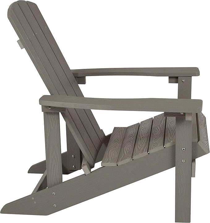 Flash Furniture Charlestown Poly Resin Adirondack Chair - Gray - All Weather - Indoor/Outdoor - Set of 4