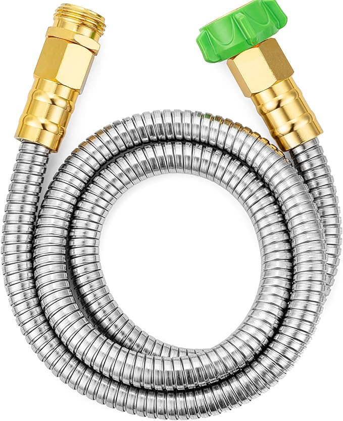 UNCO- Stainless Steel Metal Hose, 4 Feet, No Kink, Short Garden Hose Metal