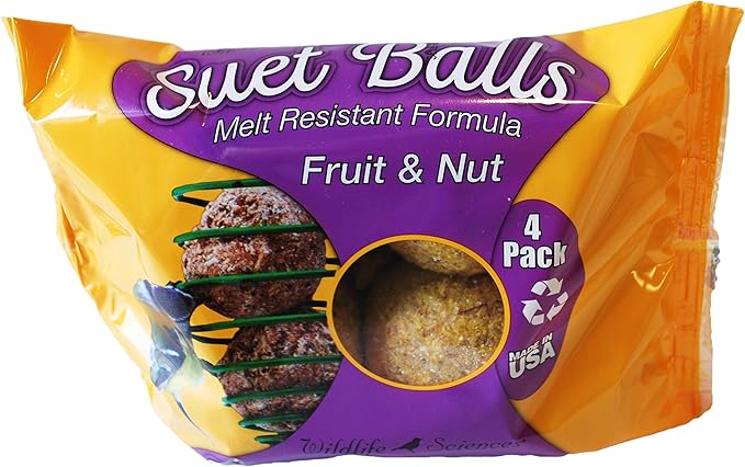 Suet Ball Feeder and Suet Ball Variety Combo Pack | Geo Pyramid Feeder with 16 Suet Balls