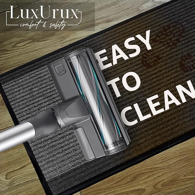 LuxUrux® Durable Rubber Door Mat - Heavy Duty, Slip Proof, Indoor/Outdoor, Easy to Clean, Waterproof, Low-Profile Entry Mat for Entry, Patio, Garage - High Traffic (17'' x 30'', Striped Gray)