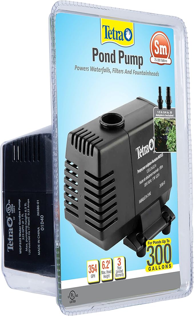 TetraPond Water Garden Pump, Powers Waterfalls/Filters/Fountain Heads,Black,50 to 500 Gallons