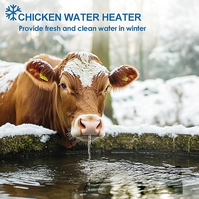 Utility De-Icer 500 Watt Submergible Cast Aluminum Chicken Water Heater Livestock Tank Heater for Winter Black