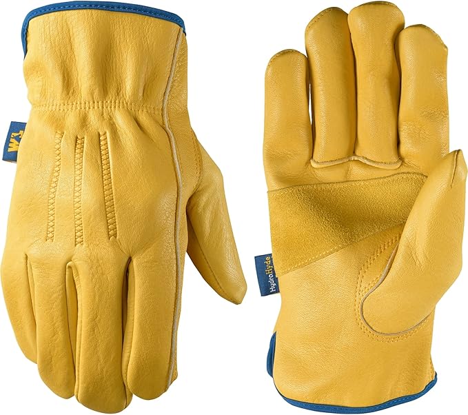 Wells Lamont Men's Slip-On HydraHyde Leather Work Gloves – Water-Resistant, Breathable, Durable – Ideal for Gardening, Landscaping, Ranching – Heavy Duty Leather Work Gloves – Saddletan, Medium