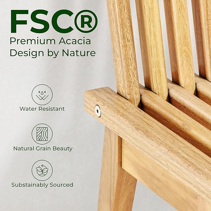 Melino Wooden Outdoor Slat Bench, 2 in 1 Convertible Bench to Table, Acacia Solid Wood Construction for Patio, Garden and Entryway, 20 inch