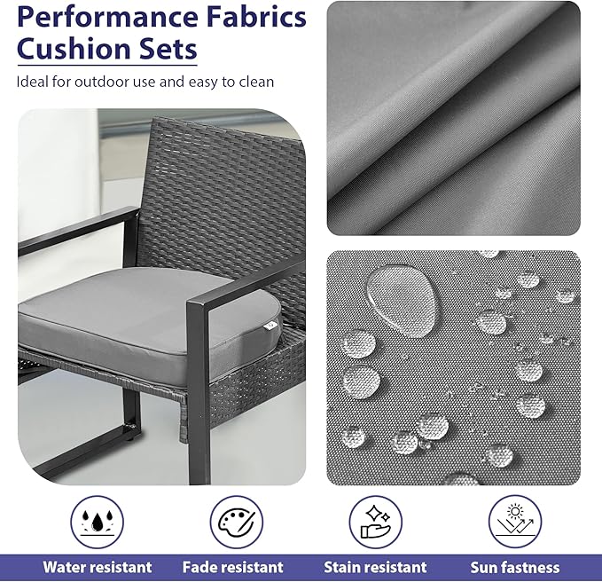 Outdoor Chair Cushions Set of 4 -Waterproof Outdoor Seat Cushions for Patio Furniture, Patio Chair Cushion with Handle and Ties, Round Out Door Chair Pads,17" x 16" x 2", Grey