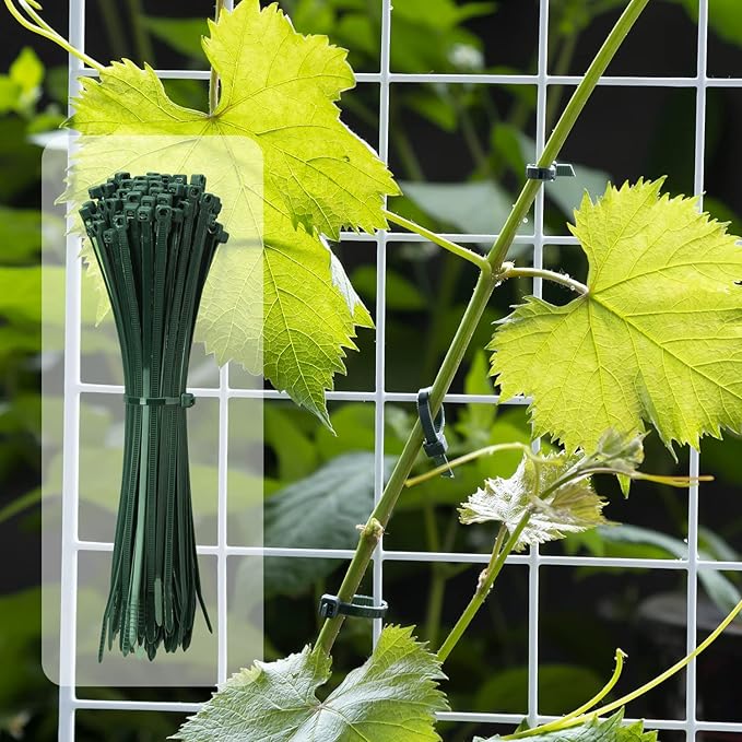 Garden Green Cable Zip Ties Heavy Duty Assorted Sizes, 1000 PCS Self-Locking 4+6+8+10+12 Inch 50LBS Nylon Cable Ties, Perfect for Home, Office, Garden and Workshop