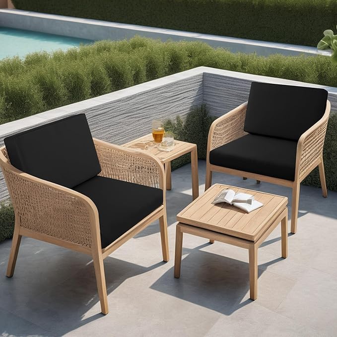 idee-home Outdoor Cushions for Patio Furniture, Outdoor Seat Cushion, Waterproof Couch Hampton Bay Deep Seat Replacement Chair Cushions for Garden Lawn Backyard Deck, 30 x 30 Black