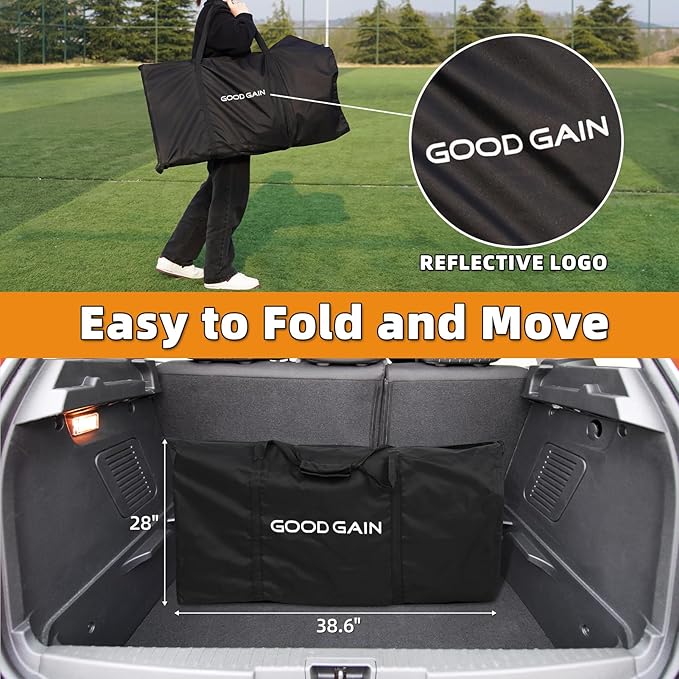G GOOD GAIN Portable Soccer Bench - Team Bench Soccer 8 Seats with Bag, Sideline Folding Bench, Folded Chair Seating 8 for Football Camp Outdoor Sport Events, Team Chairs for Adults, Black
