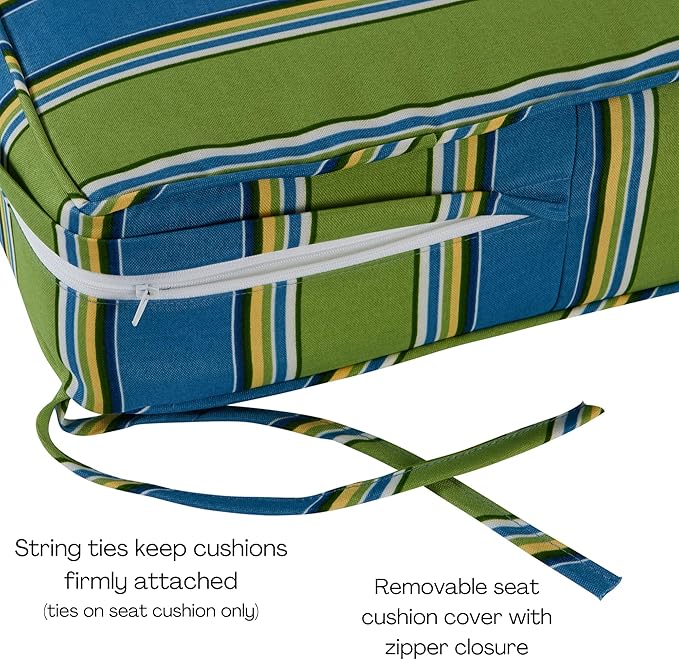 Greendale Home Fashions Outdoor Reversible 2-Piece Deep Seat Cushion Set, Belize Stripe