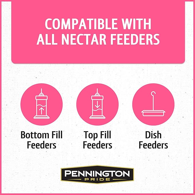 Pennington Electro-Nectar Hummingbird Nectar Ready to Use, Naturally Colored with Electrolytes, 64-oz Bottle