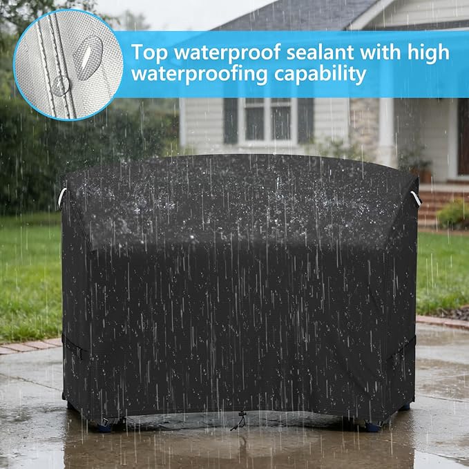 STARTWO Adirondack Chair Cover,Outdoor Waterproof Cover for Tall Adirondack Chair Set of 2 with Table,Black Waterproof Oxford for All-Season Protection(81"Wx30''Dx49''H)