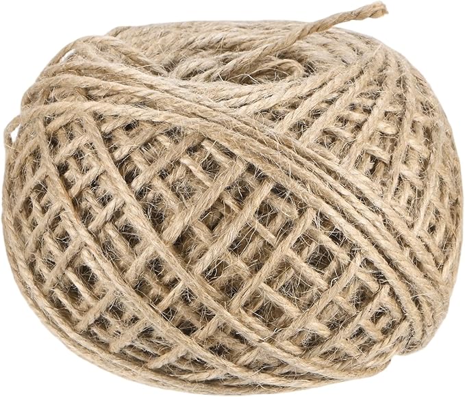 1-Pack Natural Jute Twine String, 3mm x 328ft/100m Long Garden Twine Balls for Crafts/Gift Wrapping/Gardening Plants, Durable Plant Ties Thick Rope [Brown]