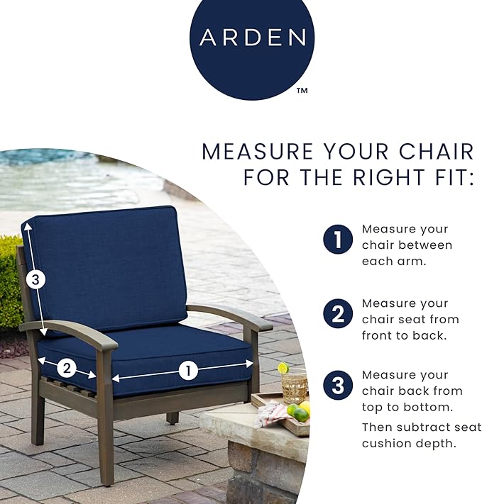 Arden Outdoor Deep Seat Cushion Set, 24 in x 24 in, Weather-Proof, Rain-Proof, Fade Resistant Patio Cushion for Chair, Sofa, and Couch Sapphire Aurora Blue Damask