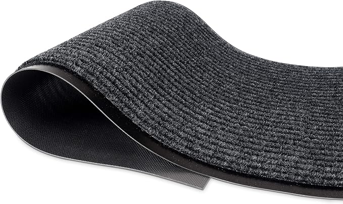 LuxUrux® Durable Rubber Door Mat - Heavy Duty, Indoor/Outdoor, Easy Clean, Waterproof, Patio, Garage - Commercial Floor Mat for Entry (Charcoal, 4' x 10' (Runner))