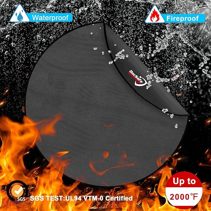 DocSafe 42" Fire Pit Mat for Solo Stove Bonfire,4 Layers Double-Sided Fireproof Under Grill Mat Protector for Deck,Patio,Round BBQ Mat Indoor Fireplace Pad for Solo Stove Accessories,Easy to Clean