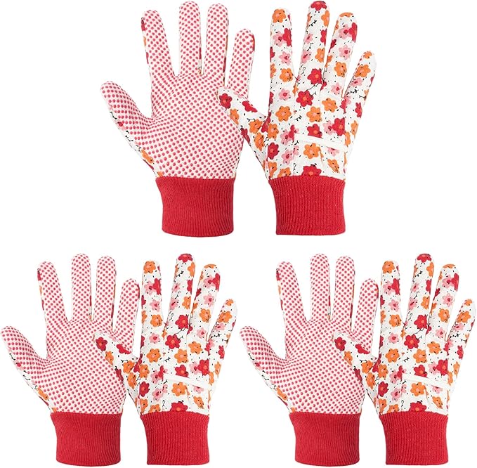 Ainiv Floral Gardening Gloves for Women/Ladies, Non-Slip Garden Work Gloves,Breathable Yard Work Glove Light Working Gloves