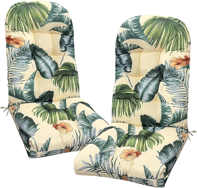 Outdoor Adirondack Chair Cushion Set of 2 Waterproof Replacement Cushions for Patio Furniture Garden High Back Thicken Outdoor Seat Pads Hawaii 47.24 * 19.69 * 4"