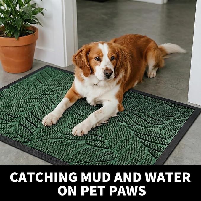 Yimobra Front Door Mat Outdoor Indoor, 29.5x17 All-Season Waterproof Door Mat Outside Entrance, All-Weather Non-Slip Outside Doormat for Garage Patio Entryway, Green