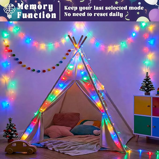 165FT 500 LED Outdoor String Lights, Connectable Christmas Lights Indoor Waterproof with 8 Modes, Plug in Twinkle Fairy Lights Clear Wire for Easter Bedroom Wedding Patio Party Decorations, Multicolor
