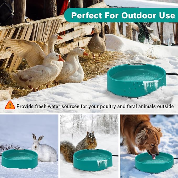 Heated Chicken Waterer, 125OZ Large Capacity Poultry Water Heater for Chicken Coop Hens Turkey Goose Duck Pigeon Poultry Birds Dog Cat Drinker in Winter