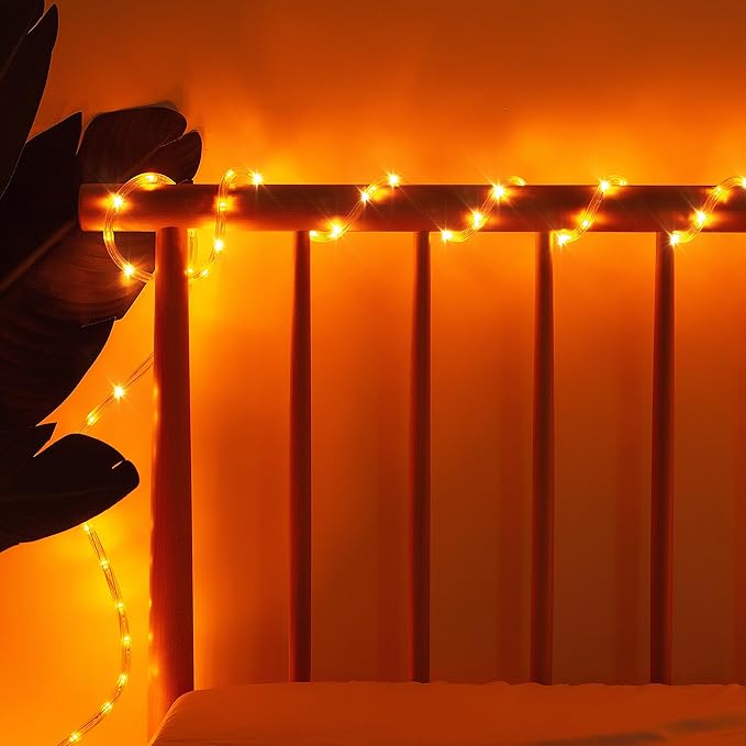 Waterproof LED Rope Lights, Connectable & Flexible with 8 Modes, Outdoor Lighting for Deck, Garden, Pool, Patio & Christmas Decor (Orange, 100ft)