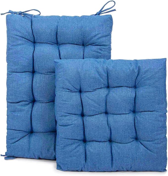 Rocking Chair Cushions Comfortable Tufted Seat Cushion Pads Non-Skid Backed Set of Backrest Cushion and Seat Bottom for Porch Rocker Adirondack Chair (Blue, Backrest-24X17,Bottom-17x17)