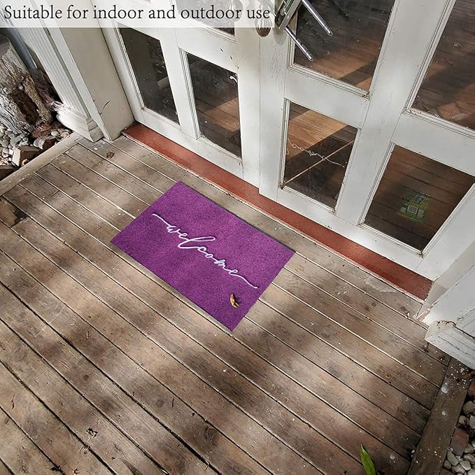 AAZZKANG Purple Outdoor Mat Front Door Entrance Indoor Welcome Doormat Durable,Easy to Clean Anti Slip Rubber Door Mat Decorative