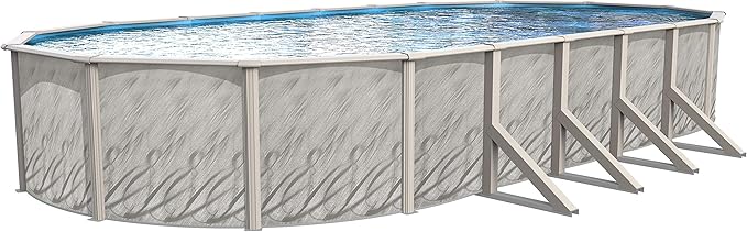 Lake Effect Pools 'Meadows' 18 ft x 33 ft Oval Above Ground Swimming Pool | 52 Inch Steel Side Walls | Kit Includes: 25 Gauge Overlap Liner & Widemouth Skimmer