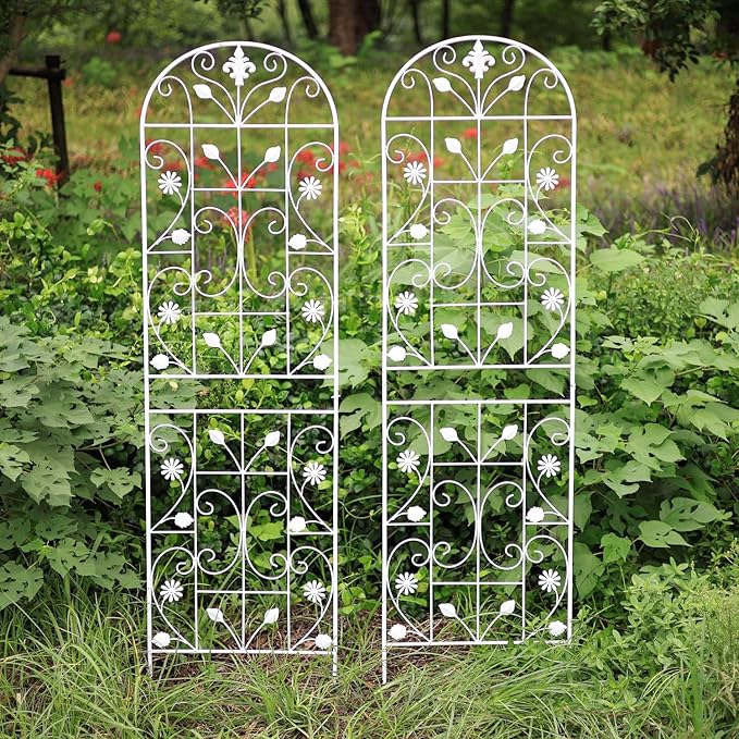 Trellis for Climbing Plants Outdoor, （2 Pack 70.8x19.6-inch）, Generic Metal Garden Trellis, Rustproof, Easy Assembly,（White）