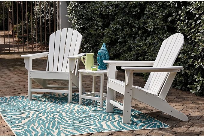 Signature Design by Ashley Sundown Treasure Outdoor Patio HDPE Weather Resistant Adirondack Chair, White