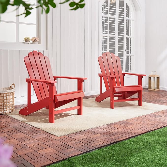 Adirondack Chairs Weather Resistant, Patio Firepit Chair, Sturdy Outside Chairs, Lawn Chairs, Easy Assembly 350lb, for Outdoor Patio Yard