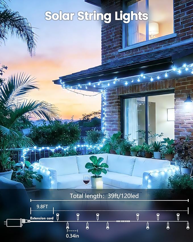 OZS 6 Pack 480LED Solar Christmas String Lights Outdoor, Waterproof 8 Modes Solar Tree Light, Green Wire Christmas Lights Outdoor for Garden, Party, Wedding, Christmas Decorations (Cool White)
