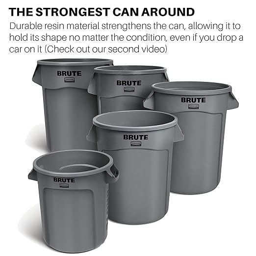 Rubbermaid Commercial Products BRUTE Heavy-Duty Round Trash Can with Venting Channels, 10-Gallon, Blue, Waste Container for Landscapers/Construction Sites/Restaurants/Offices/Warehouses/Home, Pack of 6