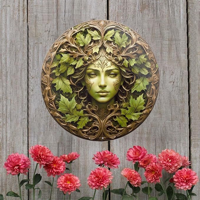 KVTTOZA 2D Metal Tree Woman Wall Art Decor, 11.8Inch Flat Outdoor Garden Wall Decors Gardens Guardian Decor Wall Art for Indoor Outdoor Room Garden Porch Fence Decor