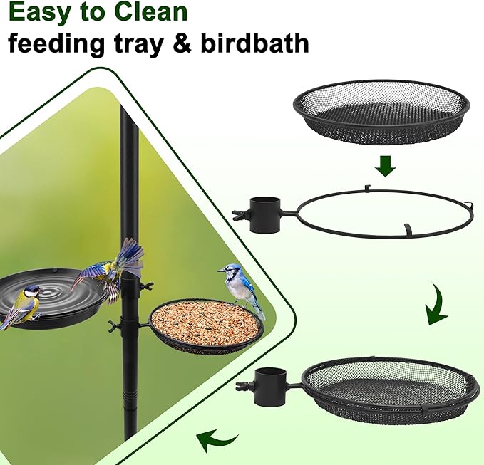 93Inch Bird Feeding Station,Heavy Duty Bird Feeder Pole House Stand Mount Kit with Squirrel Proof Baffle,Adjustable Buddy Poles for Outdoors Hanging.