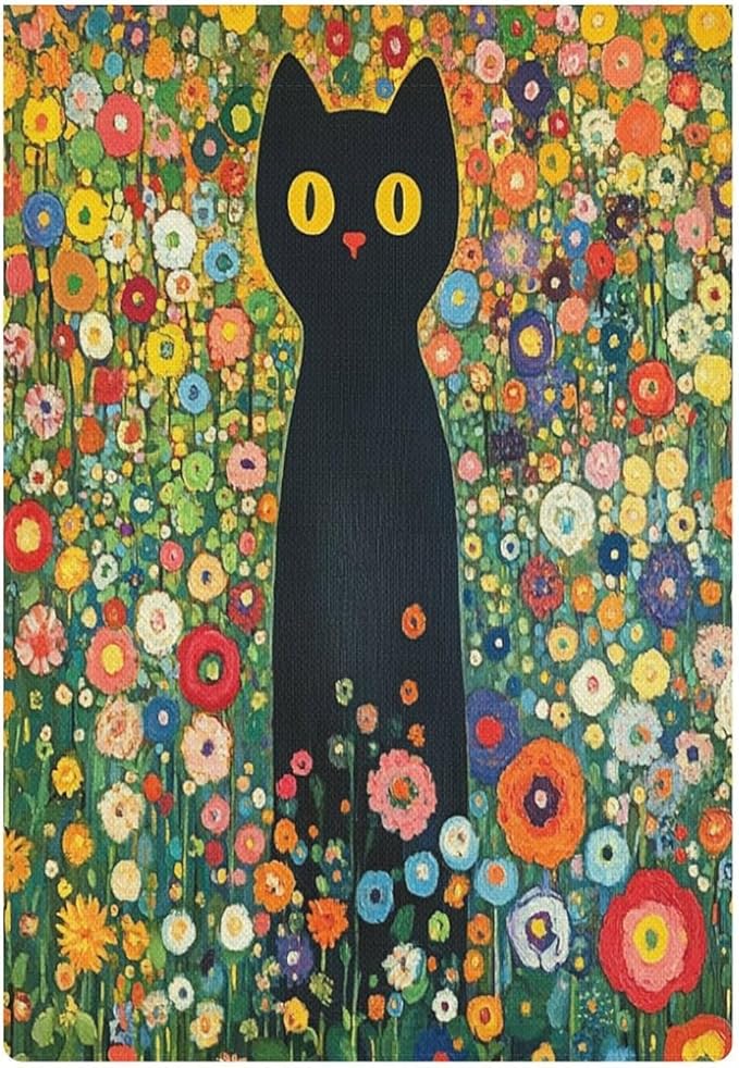Small Garden Flag Cute Black Cat Spring Summer Garden Flags 12x18 Double Sided for Outside Black Cat Flag Home Decorative Holiday Farmhouse Seasonal for Yard