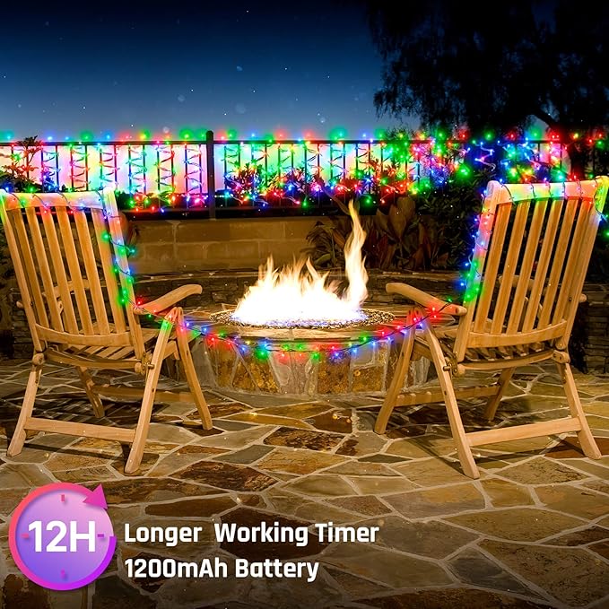 Solar Christmas String Lights Outdoor - 2 Pack Total 144ft 400 LED 8 Modes Outdoor Solar Lights, Waterproof Fairy Lights for Garden Patio Fence Holiday Party Balcony Christmas Decorations (Multicolor)